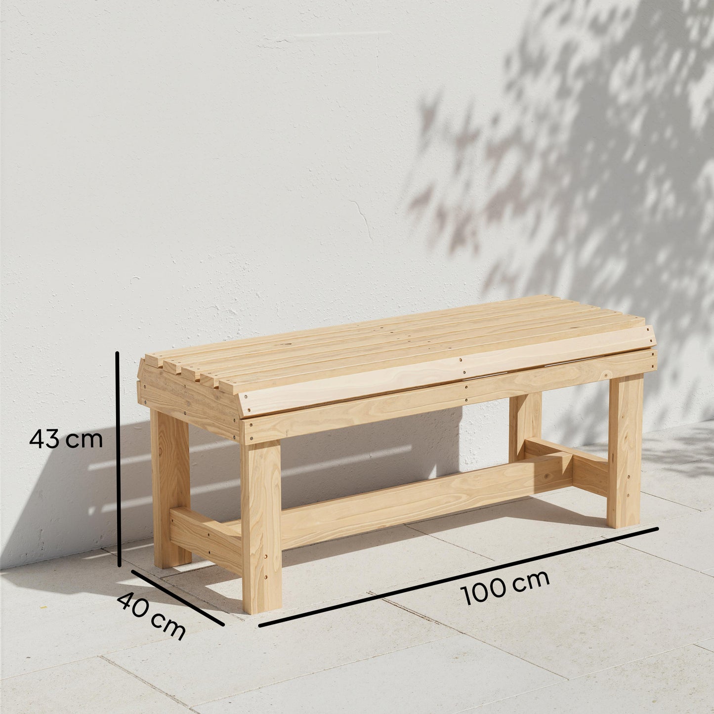 Outsunny Wooden Outdoor Bench 2 Seater Garden Bench Backless Patio With Slatted Curved Seat Natural Wood Finish