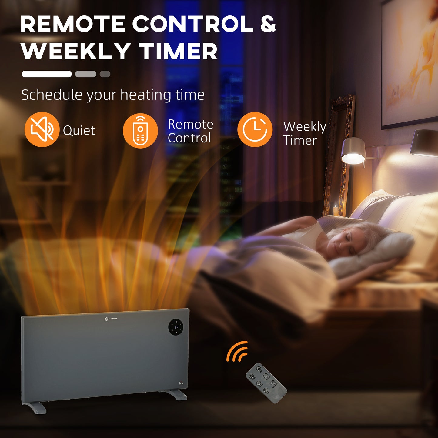 HOMCOM 2000W Electric Convector Heater Freestanding Or Wall Mounted Space Heater With Adjustable Thermostat And Timer