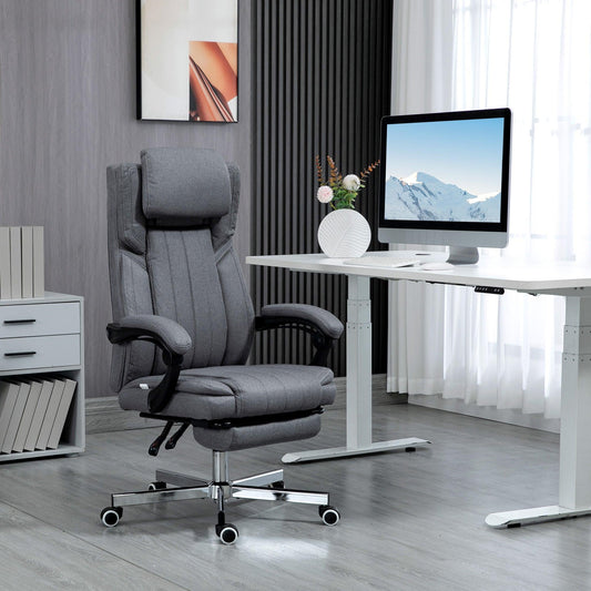 HOMCOM High Back Computer Desk Chair, Executive Office Chair with Adjustable Headrest, Footrest, Reclining Back, Dark Grey - ALL4U RETAILER LTD