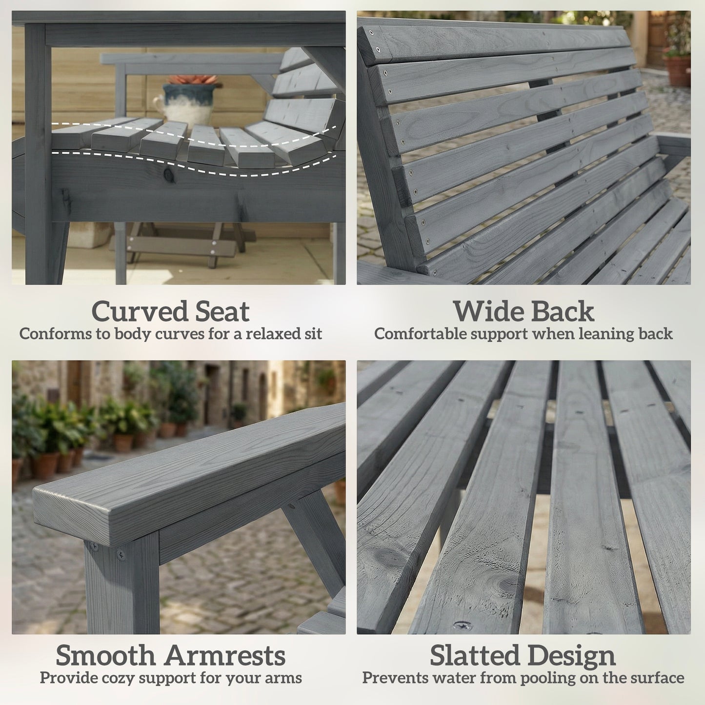 Outsunny 2 Seater Wooden Garden Bench With Armrests And Backrest For Outdoor Balcony Patio Use Weatherproof Varnish