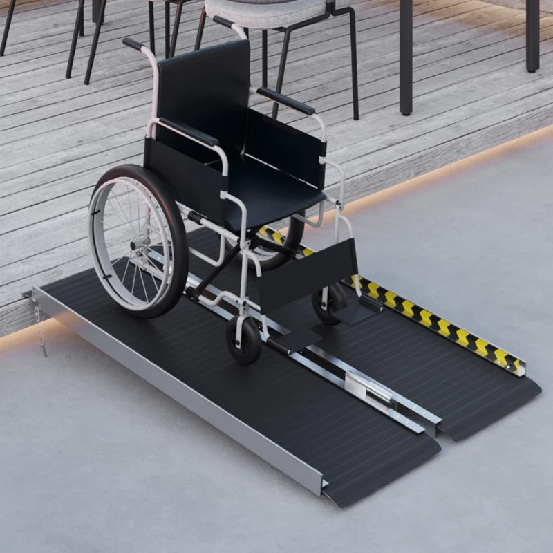 HOMCOM Wheelchair Ramp | 122L x 73Wcm | 272KG Capacity | Folding Aluminium Threshold Ramp with Non-Skid Surface | Transition Plates for Home, Steps, Stairs, Curbs, Doorways - ALL4U RETAILER LTD