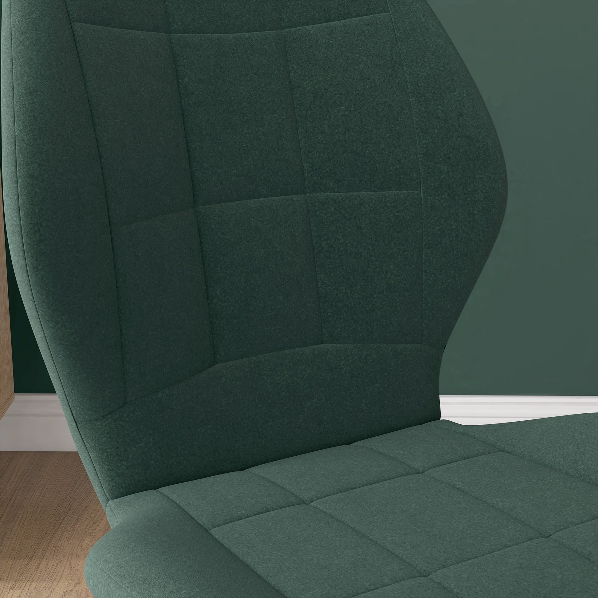 HOMCOM Set of Four Dark Green Flannel Tub Dining Chairs - ALL4U RETAILER LTD