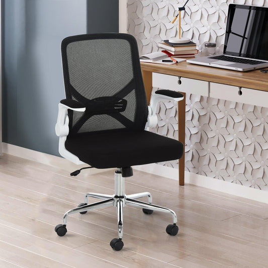 Vinsetto Mesh Office Chair with Lumbar Support, Adjustable Height, Black - ALL4U RETAILER LTD