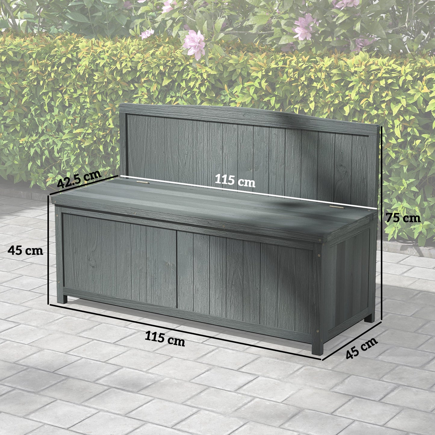 Outsunny Wood Storage Bench For Patio And Garden Furniture Grey Weatherproof Fir Wood With Underseat Storage