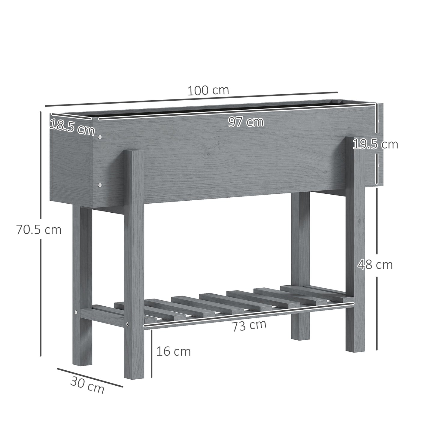 Outsunny Wooden Two Tier Raised Planter in Grey Made From Fir Wood with Weather Resistant Finish for Year Round Use