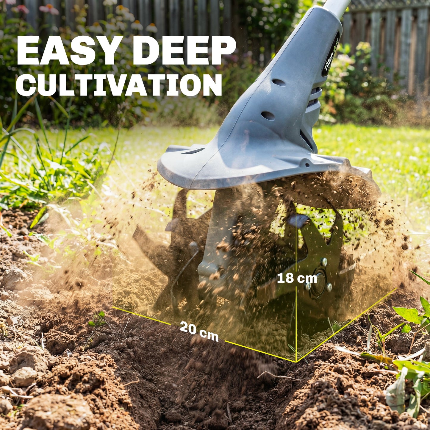 Outsunny Cordless Garden Tiller Rotavator 18V With Dual 4000mAh Batteries And Charger 20cm Tilling Width 18cm Depth