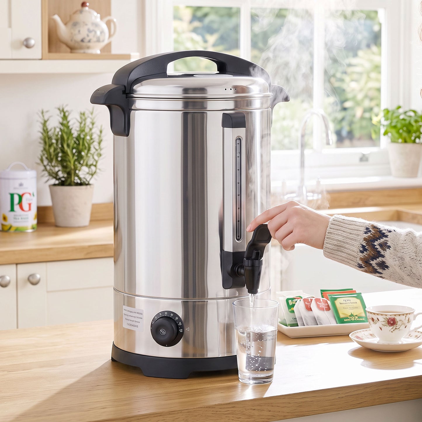 HOMCOM 13L Catering Urn 2500W Stainless Steel Hot Water Boiler With Thermostat Keep Warm Function And Easy Pour Tap