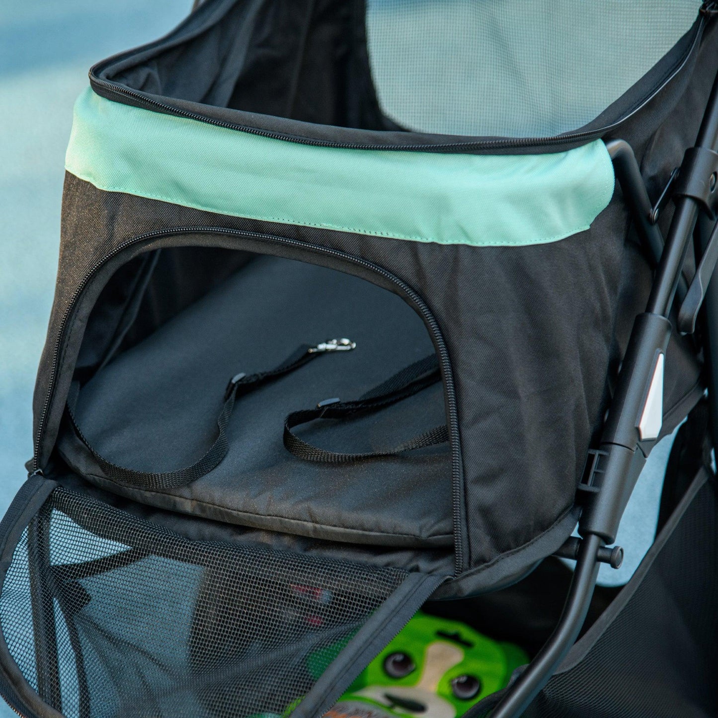 PawHut Foldable Pet Stroller with Rain Cover for XS and S-Sized Dogs Green - ALL4U RETAILER LTD