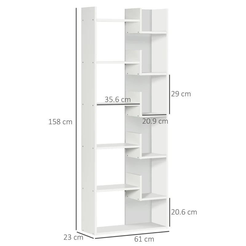 HOMCOM 6-Tier Freestanding Bookshelf - Decorative White Storage Shelves for Home Organization - ALL4U RETAILER LTD