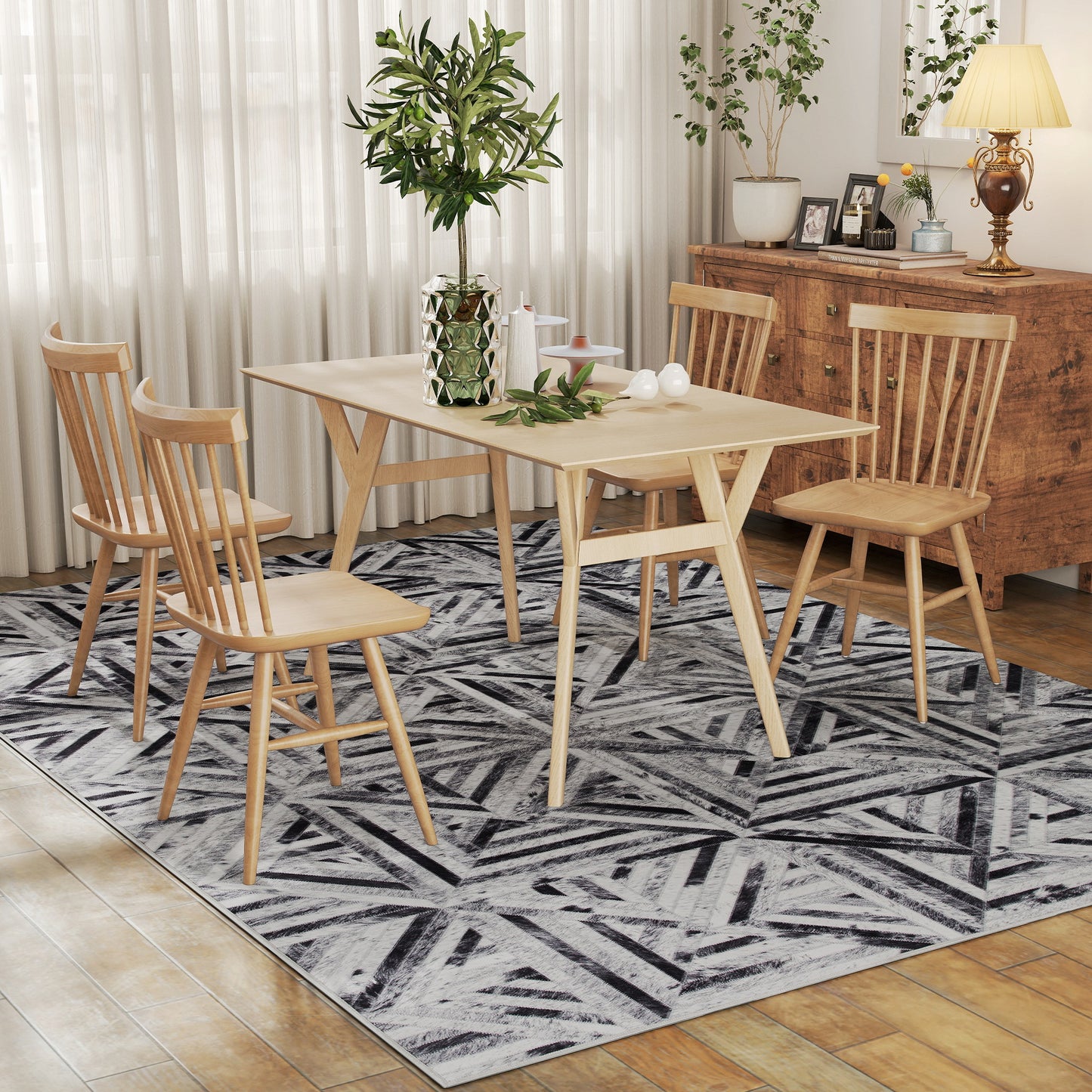 HOMCOM Modern Area Rug Non Slip Washable Chenille Floor Carpet for Living Room Bedroom Dining Room 290 x 200 cm Black
