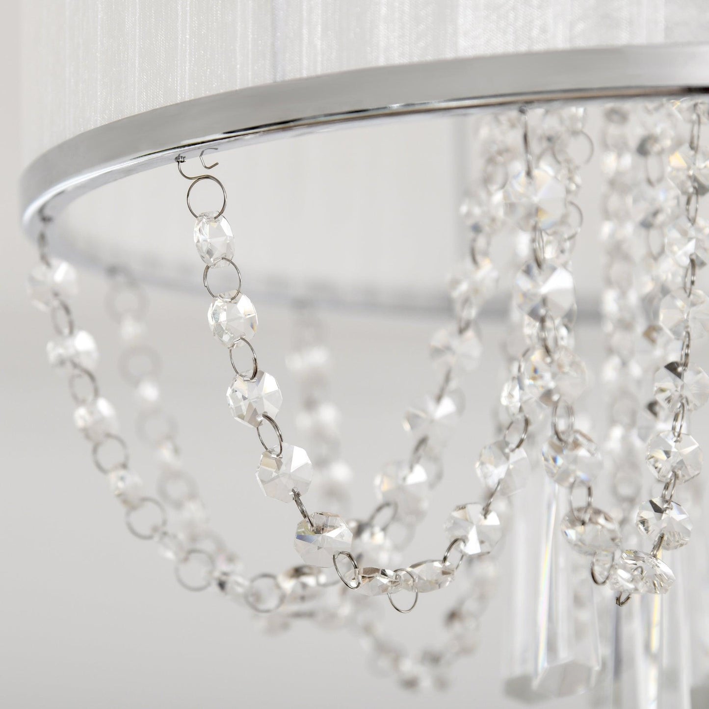 HOMCOM Elegant Metal Ceiling Chandelier with Crystal Pendants, White - ALL4U RETAILER LTD