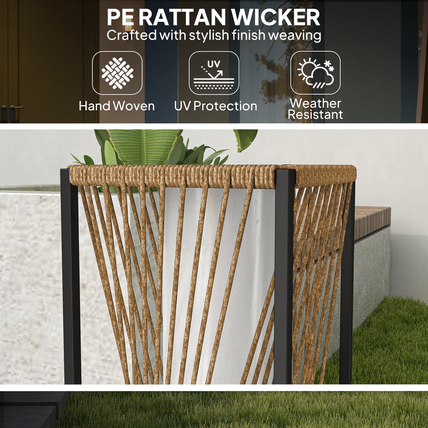 Outsunny Rattan Solar Garden Lights Auto On Off LED Floor Lamp Sand Brown Outdoor Lighting