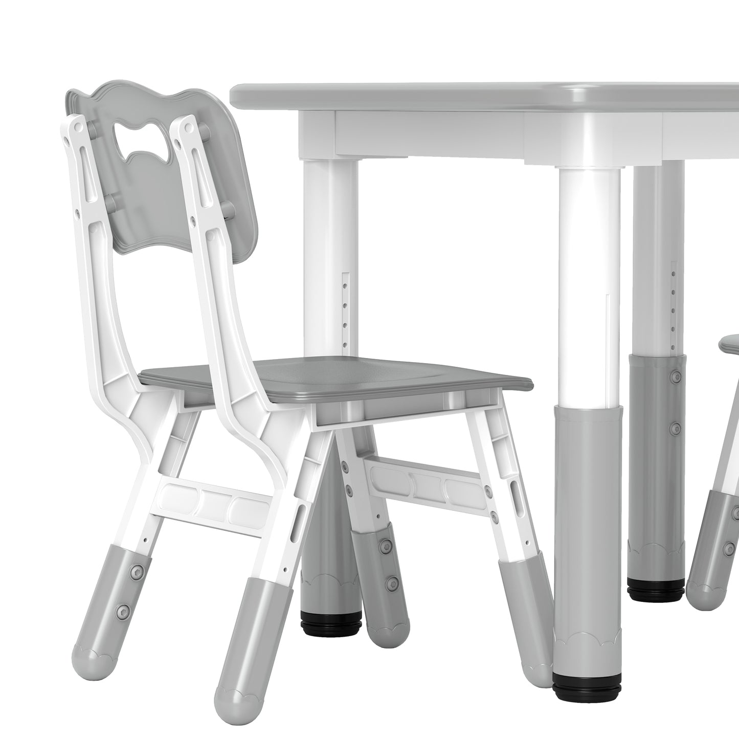 AIYAPLAY Adjustable Kids Table and Chair Set - 3-Piece Playroom Furniture for Toddlers, Grey - ALL4U RETAILER LTD