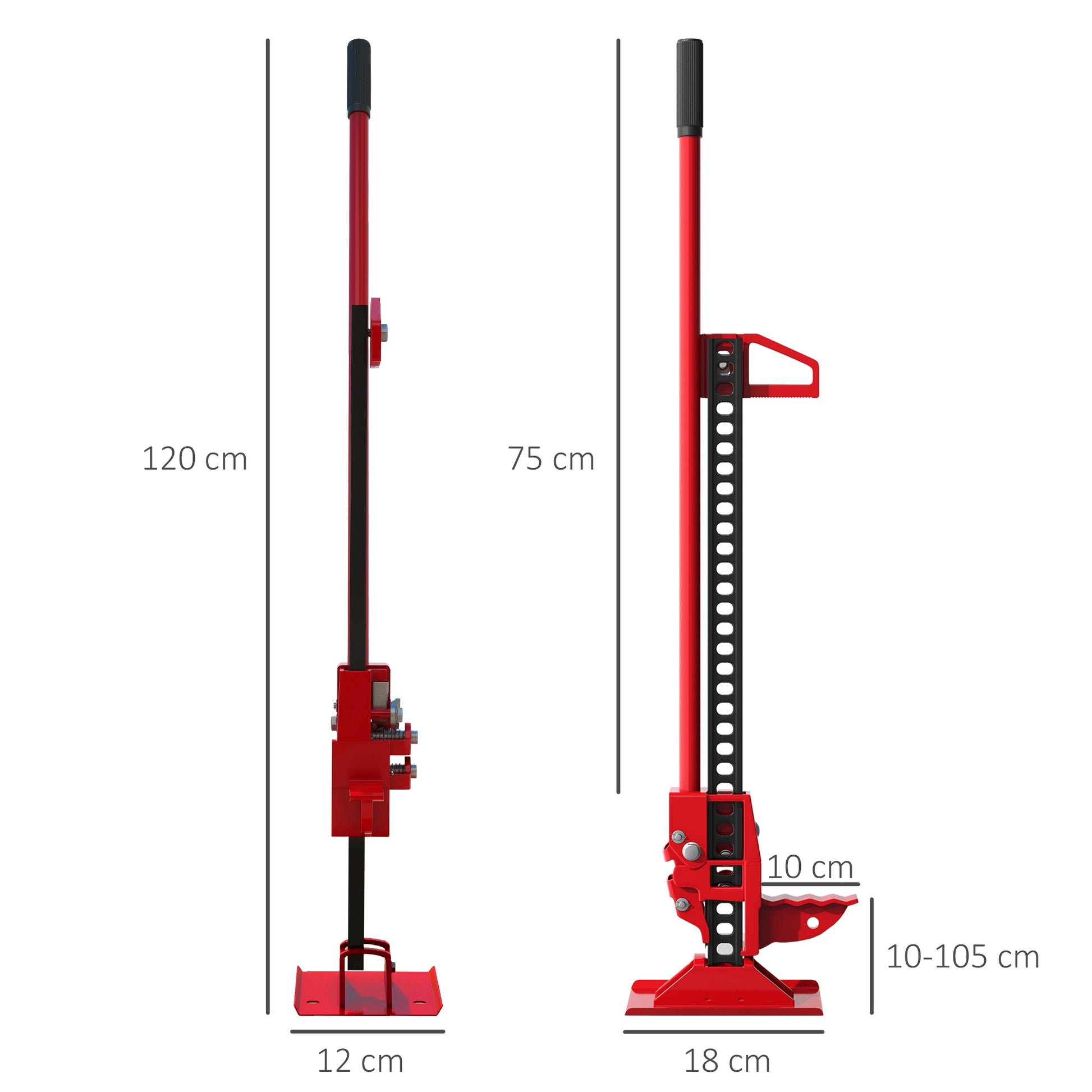 HOMCOM Heavy-Duty 3 Tonne High Lift Farm Jack for Tractors and Trucks - 48" Red Lifting Tool - ALL4U RETAILER LTD