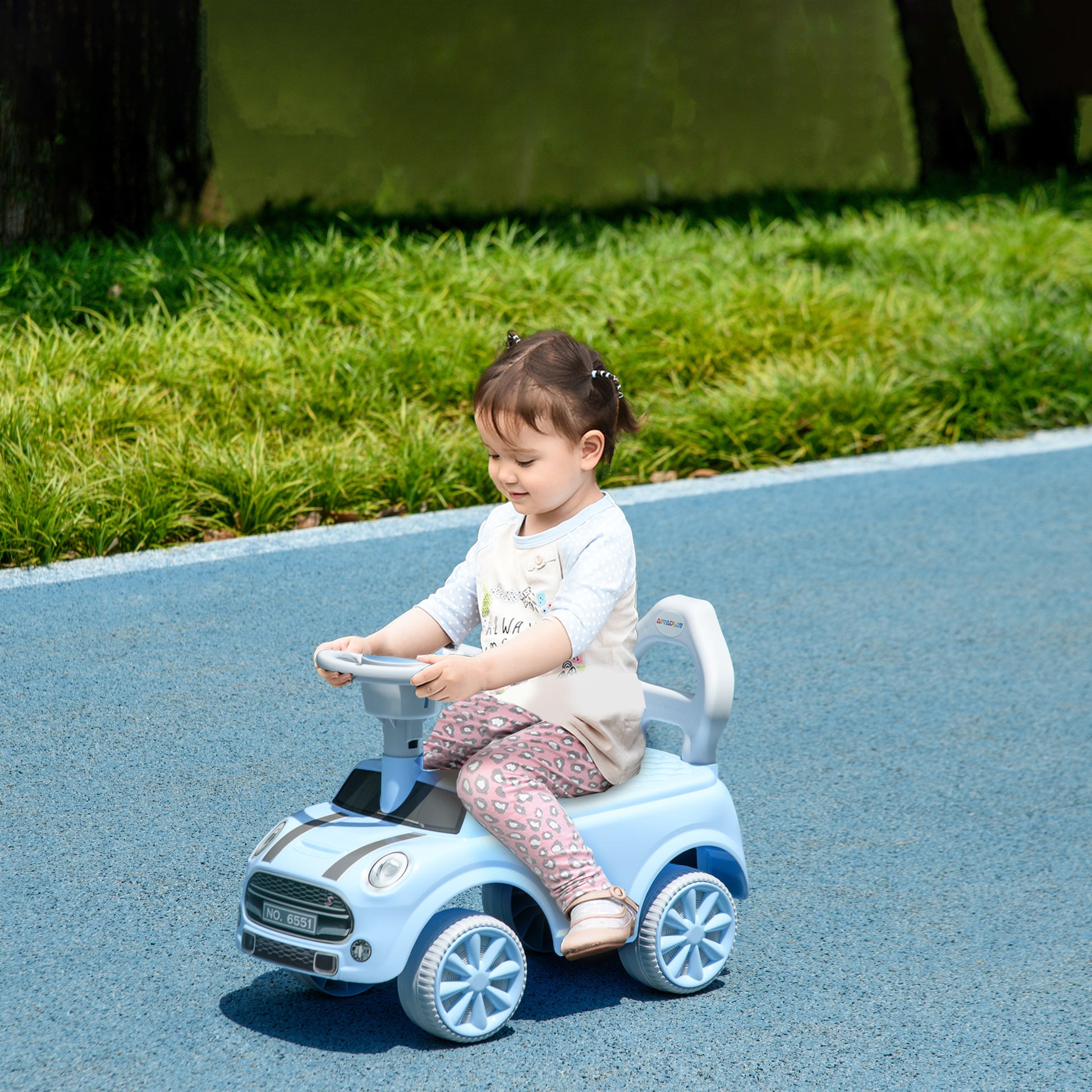 AIYAPLAY Light Blue Toddler Ride-On Car with Air Horn and Safety Features for Ages 18-36 Months - ALL4U RETAILER LTD