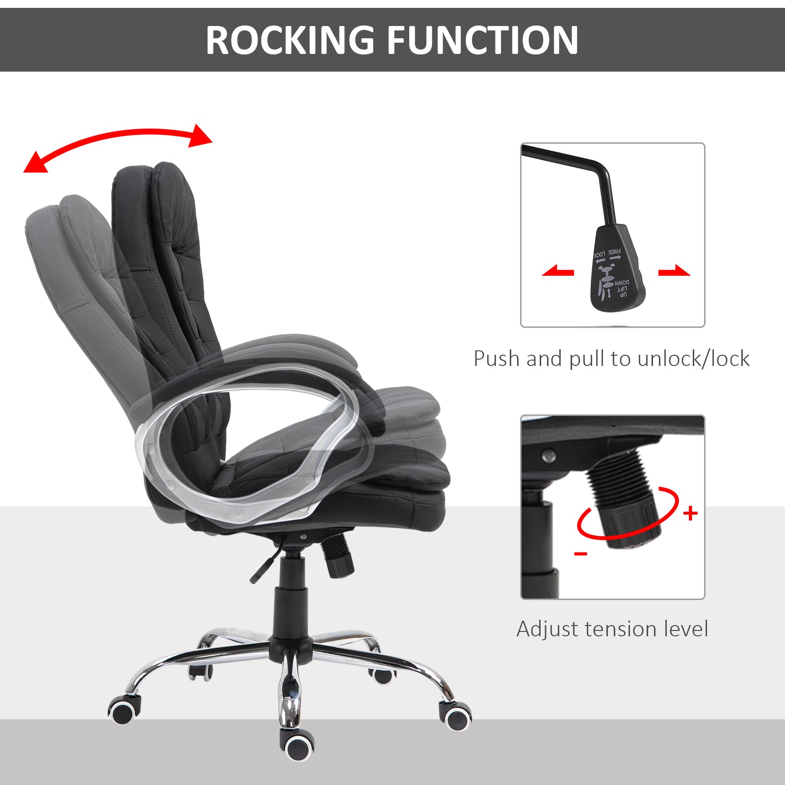 Vinsetto Adjustable Swivel Task Chair with Armrests and Linen Upholstery in Black for Home Office - ALL4U RETAILER LTD