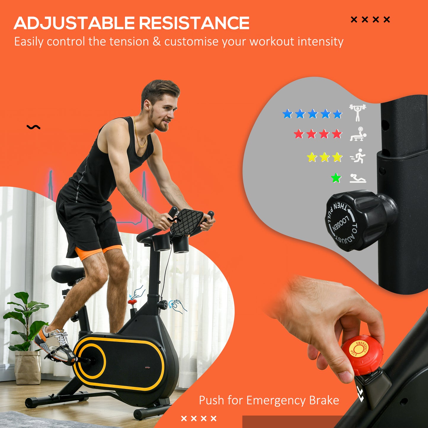 SPORTNOW Silent Magnetic Exercise Bike with Adjustable Resistance, LCD Monitor, and Tablet Holder - ALL4U RETAILER LTD