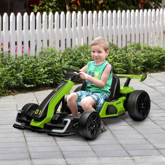 AIYAPLAY 24V Kids Electric Go Kart with Adjustable Seat - Green, Ages 6-12 - ALL4U RETAILER LTD