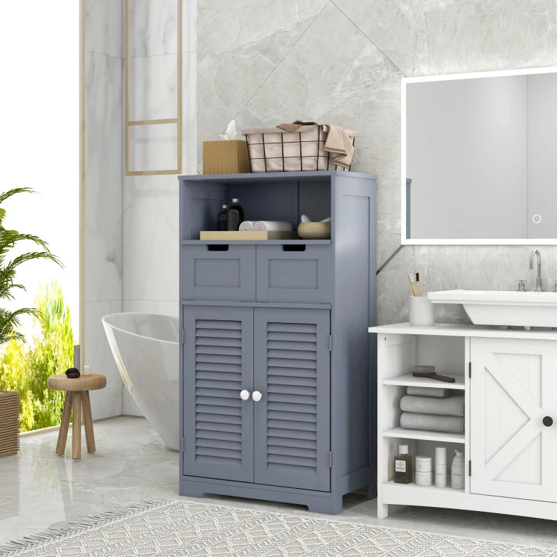 Kleankin Three-Part Bathroom Storage Unit - Grey, Includes Shelf, Drawers & Cupboard: Optimize Your Bathroom Organization - ALL4U RETAILER LTD