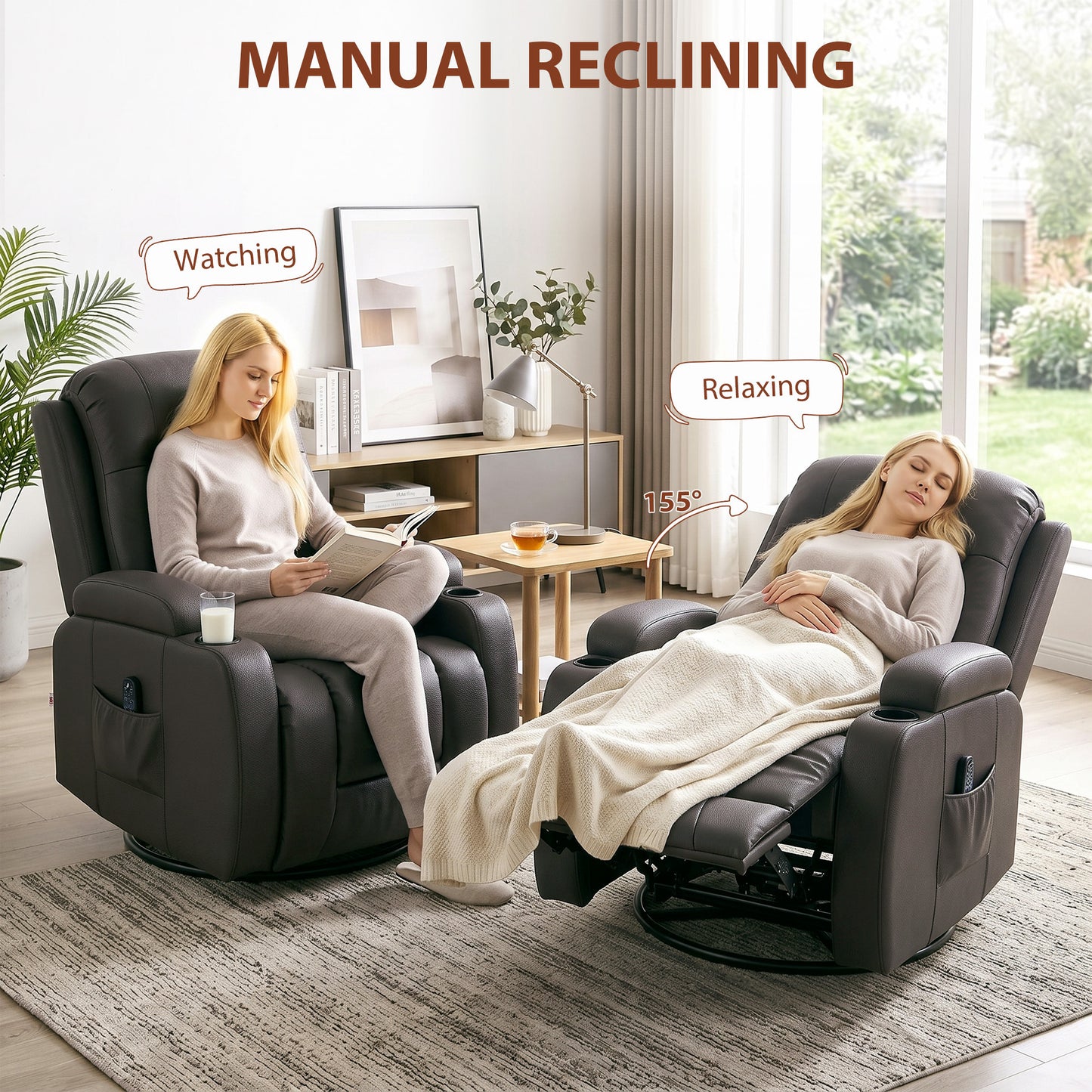 HOMCOM PU Leather Massage Recliner Chair With Footrest And Remote