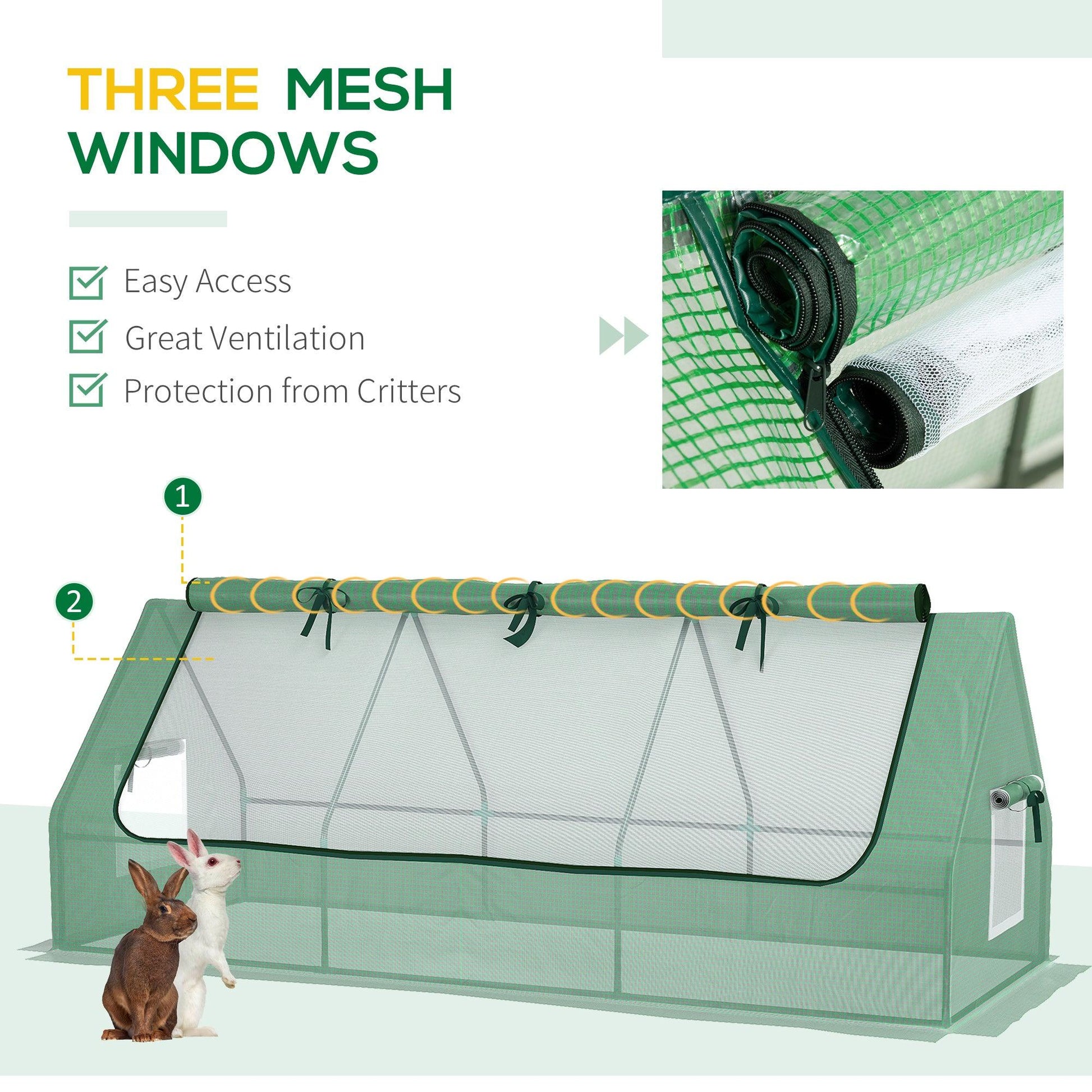 Outsunny Portable Small Polytunnel with Mesh Windows, 240x90x90cm - ALL4U RETAILER LTD