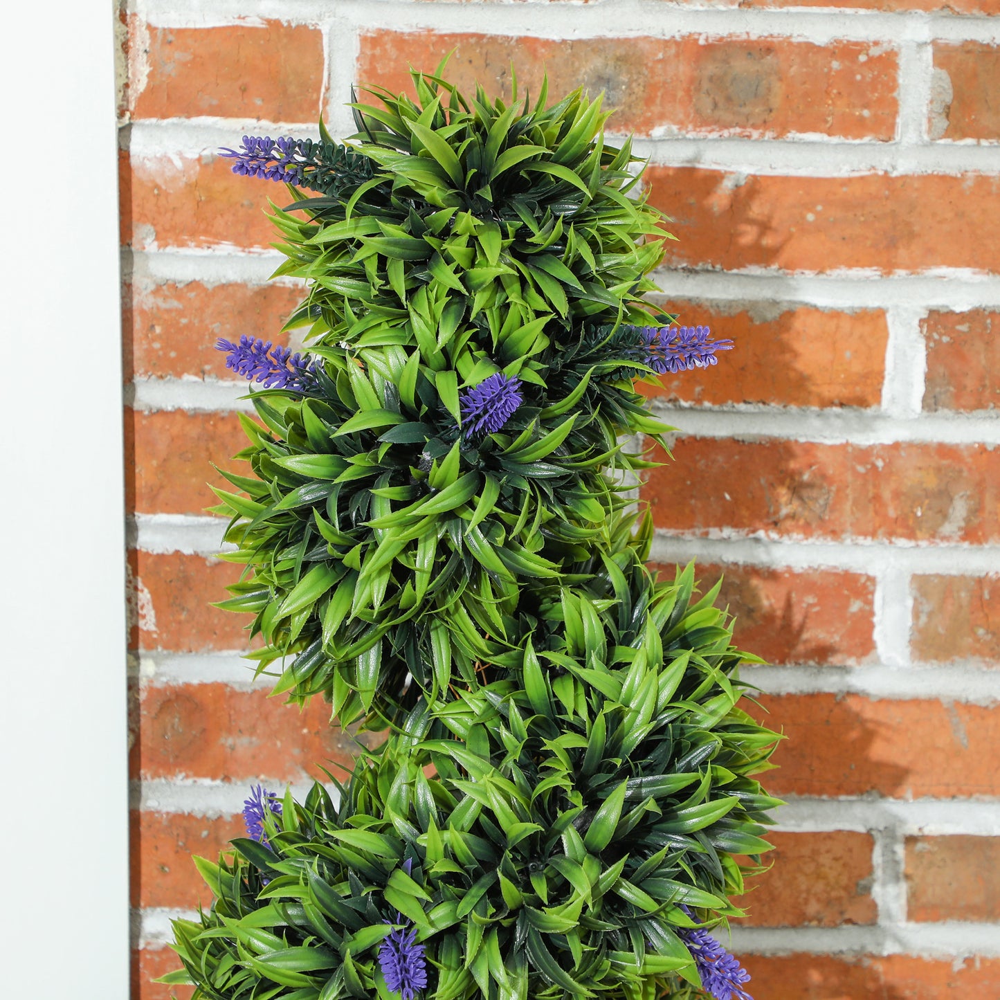 HOMCOM Set Of Two 115cm Artificial Lavender Trees In Black And Gold Pot With Cement Weighted Base
