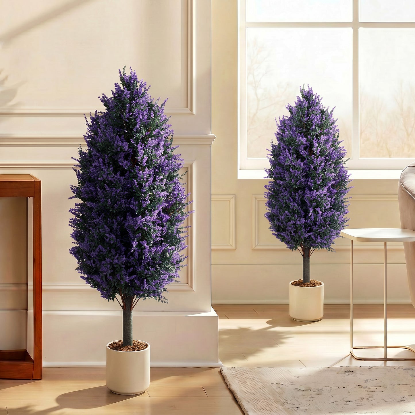 HOMCOM Set of 2 Artificial Lavender Flowers with Stakes UV Resistant Indoor and Outdoor Garden Decor 90 cm Blue