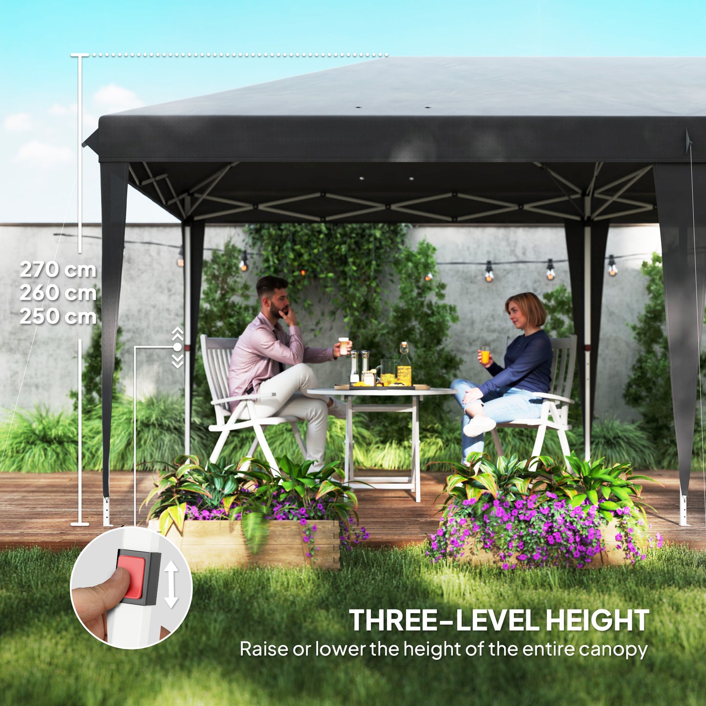 Outsunny 6m By 3m Pop Up Foldable Steel Frame Gazebo Grey Outdoor Shade Shelter For Outdoor Parties