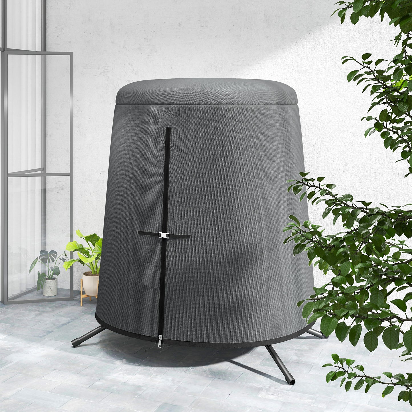 Outsunny 196 x 230 cm Hanging Egg Chair Protective Cover Grey Oxford Fabric Weatherproof