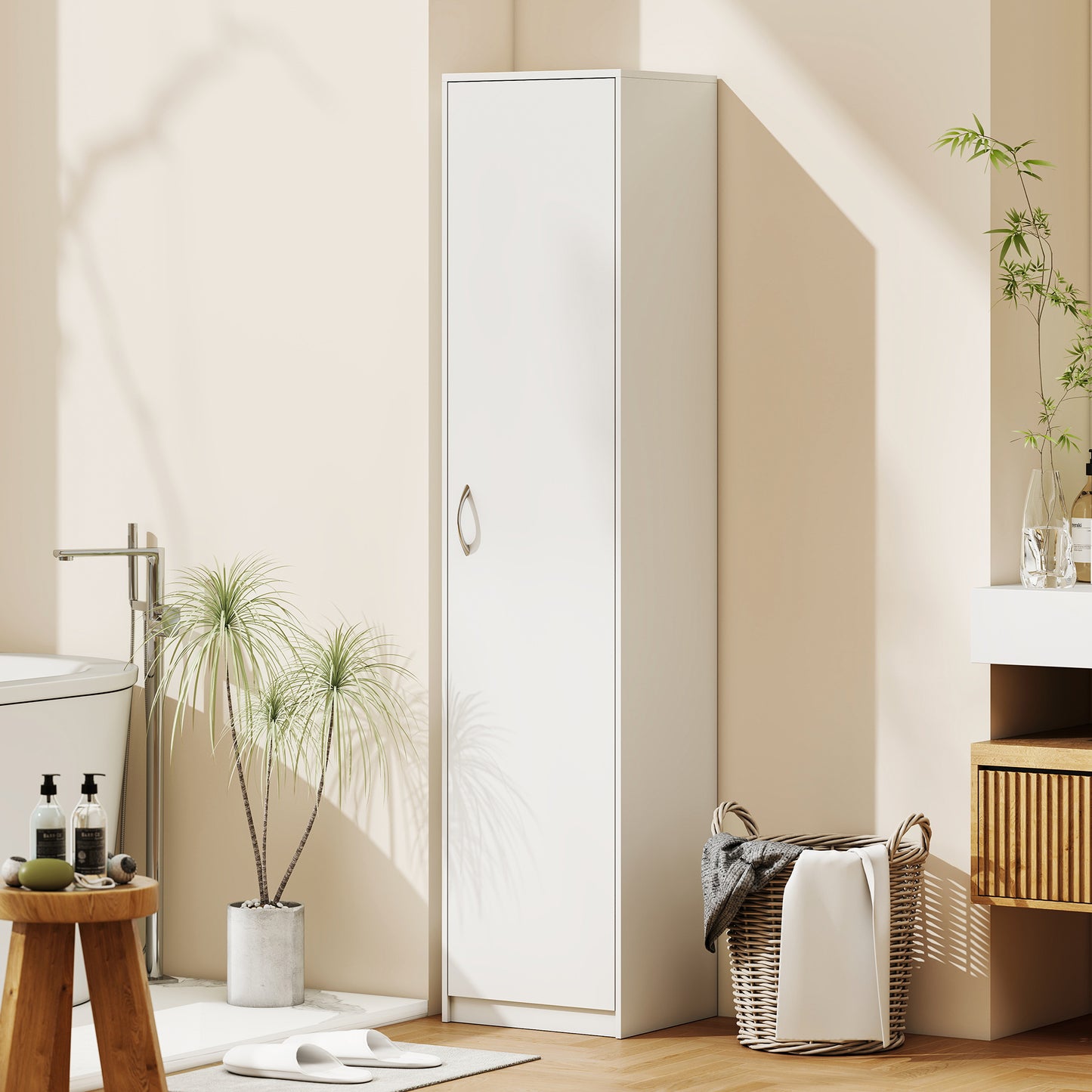 HOMCOM 180cm Tall Kitchen Cupboard Freestanding 5 Tier Pantry Storage Cabinet With Adjustable Shelves White