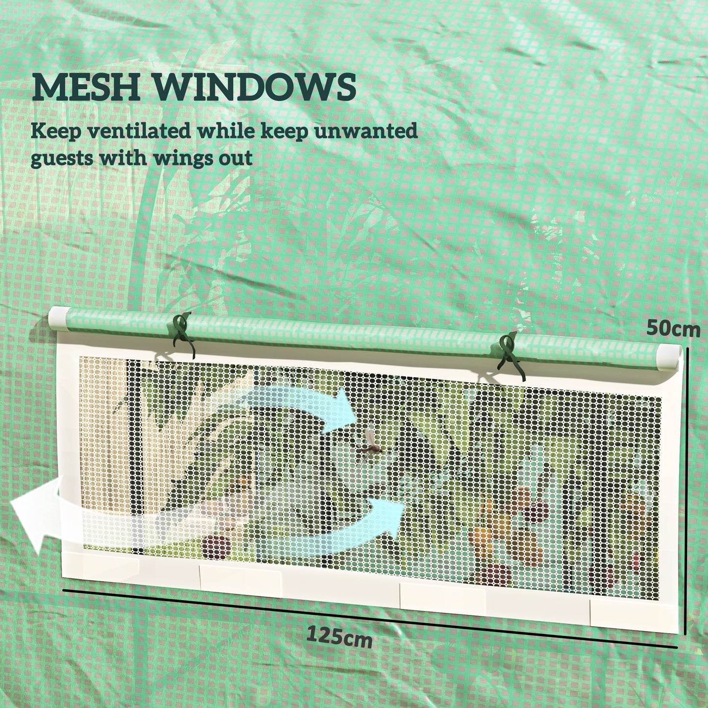 Outsunny 300cm By 300cm Walk In Polytunnel Greenhouse With Zipped Doors And Mesh Windows