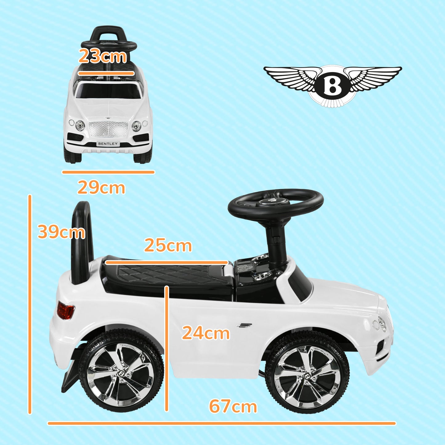 AIYAPLAY Licensed Bentley Bentayga White Foot-to-Floor Ride-On Car with Storage and Push-Along Feature - ALL4U RETAILER LTD