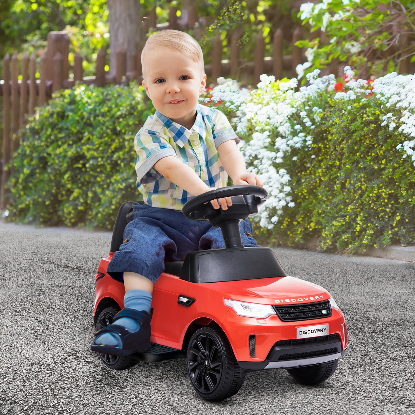 AIYAPLAY Red 6V Licensed Land Rover Kids Electric Ride-On Car with Headlights and Music - 2 in 1 Sliding Mode for Ages 18-60 Months