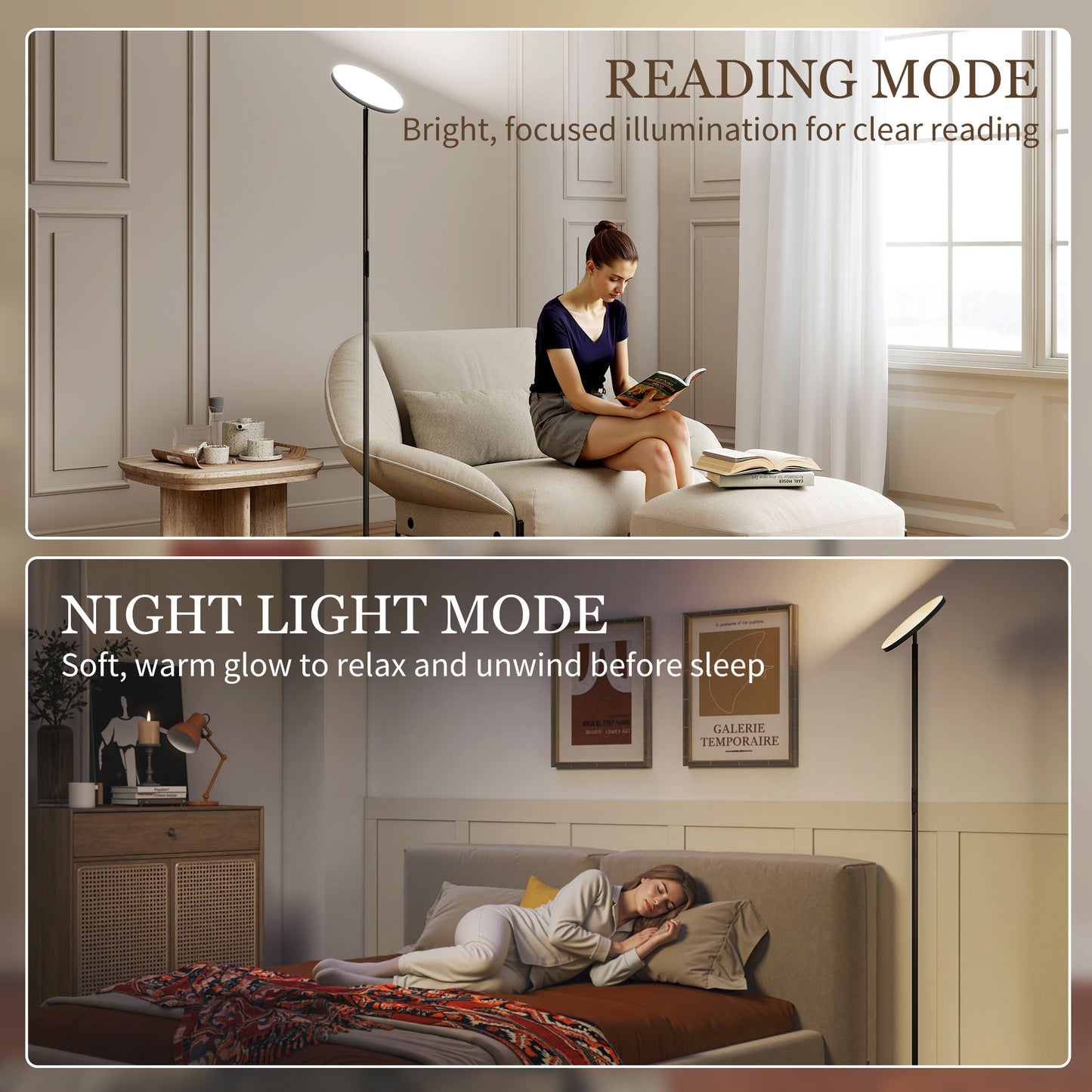 HOMCOM RGB Uplighter Floor Lamp With Remote And Touch Control 350 Degree Rotatable Head 2700K-6000K Black