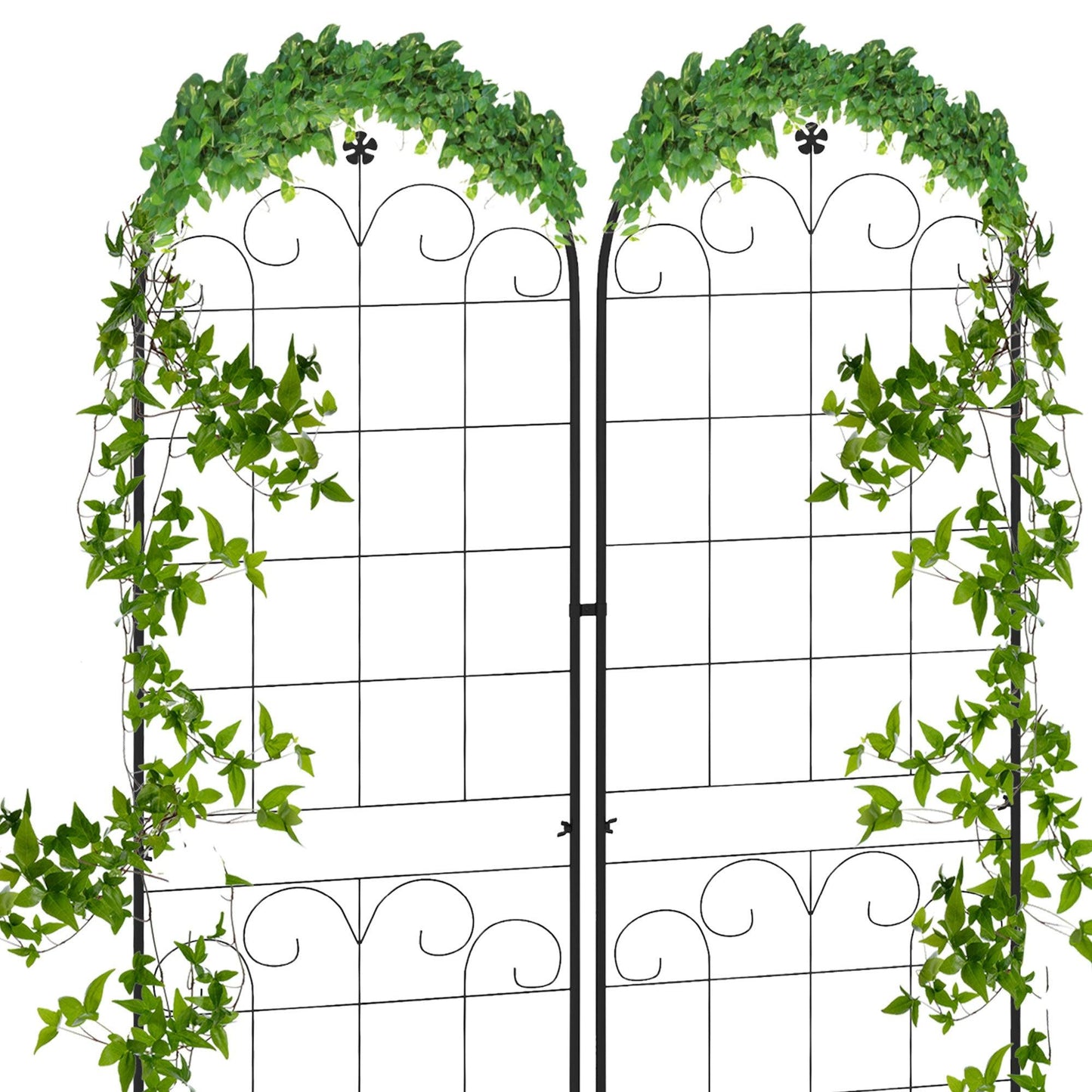 Outsunny Metal Trellis Set of 2, Garden Trellis for Climbing Plants Support Frames, Floral Design - ALL4U RETAILER LTD