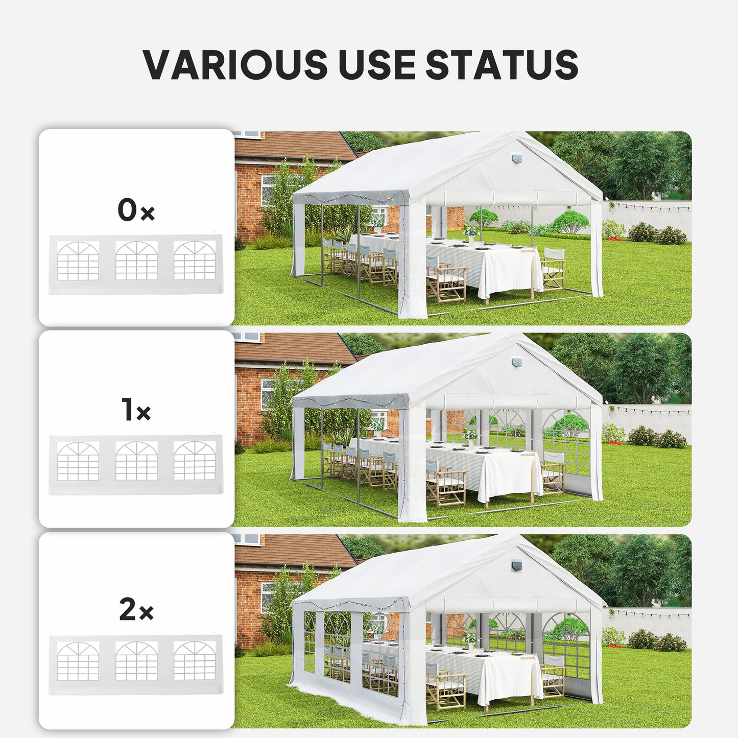 Outsunny 6 x 4 m Outdoor Party Wedding Tent Heavy Duty Gazebo Canopy With Windows And 4 Removable Sidewalls