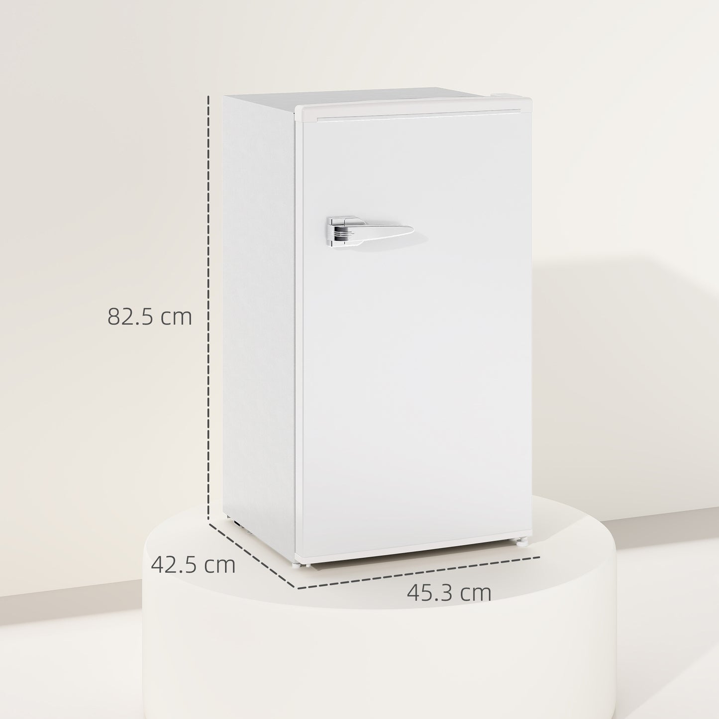 HOMCOM 85L Under Counter Fridge With Chiller Box Small Retro Refrigerator Adjustable Thermostat Glass Shelves White