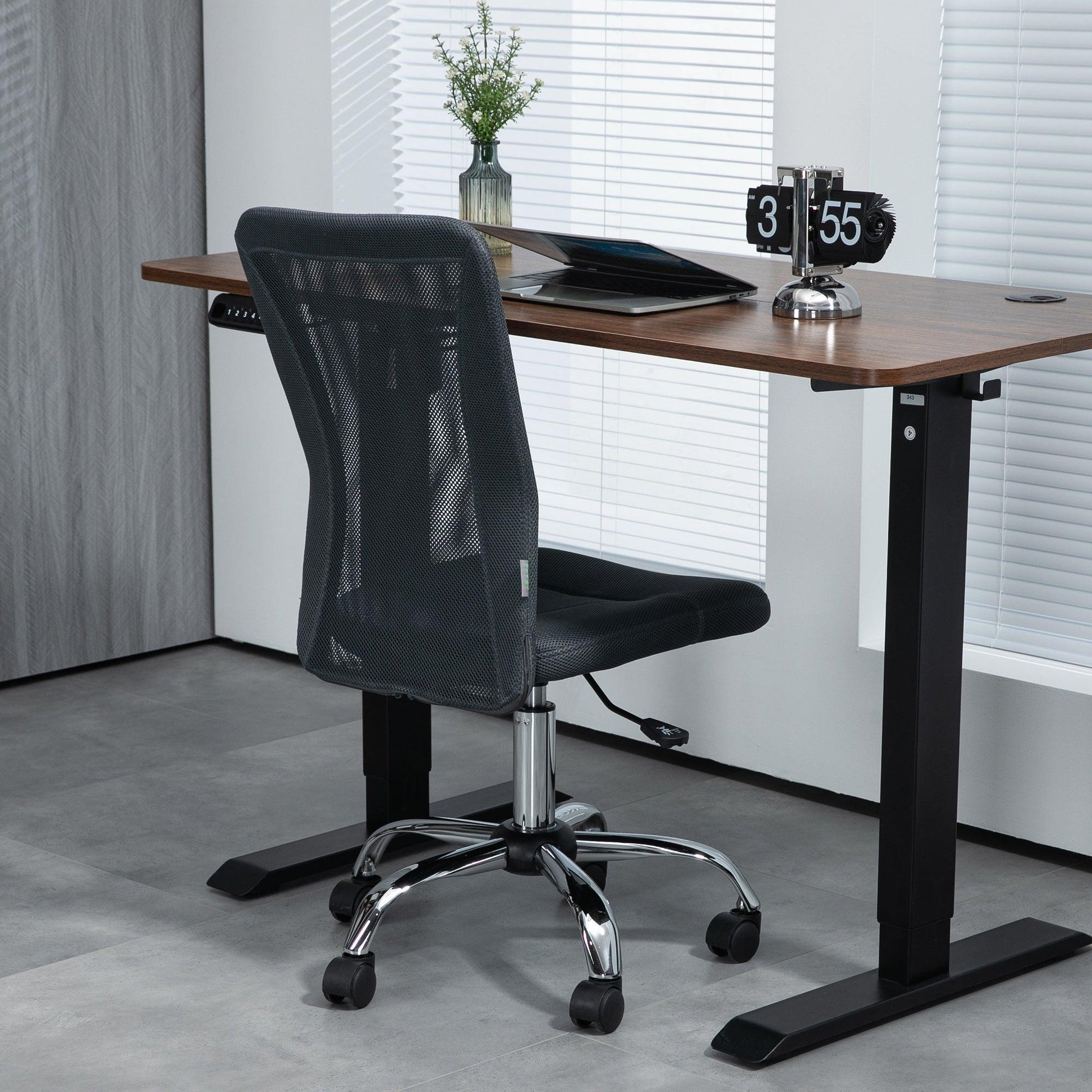 Vinsetto Dark Grey Mesh Office Chair, Adjustable Height, Swivel Wheels - ALL4U RETAILER LTD