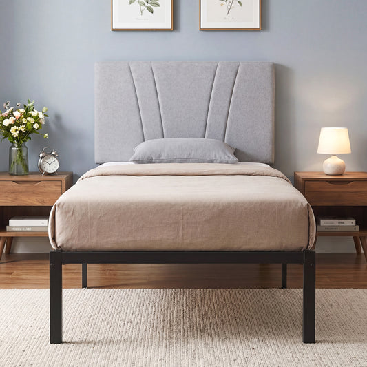 HOMCOM 3FT Single Bed Frame With Upholstered Headboard And Underbed Storage In Black And Light Grey
