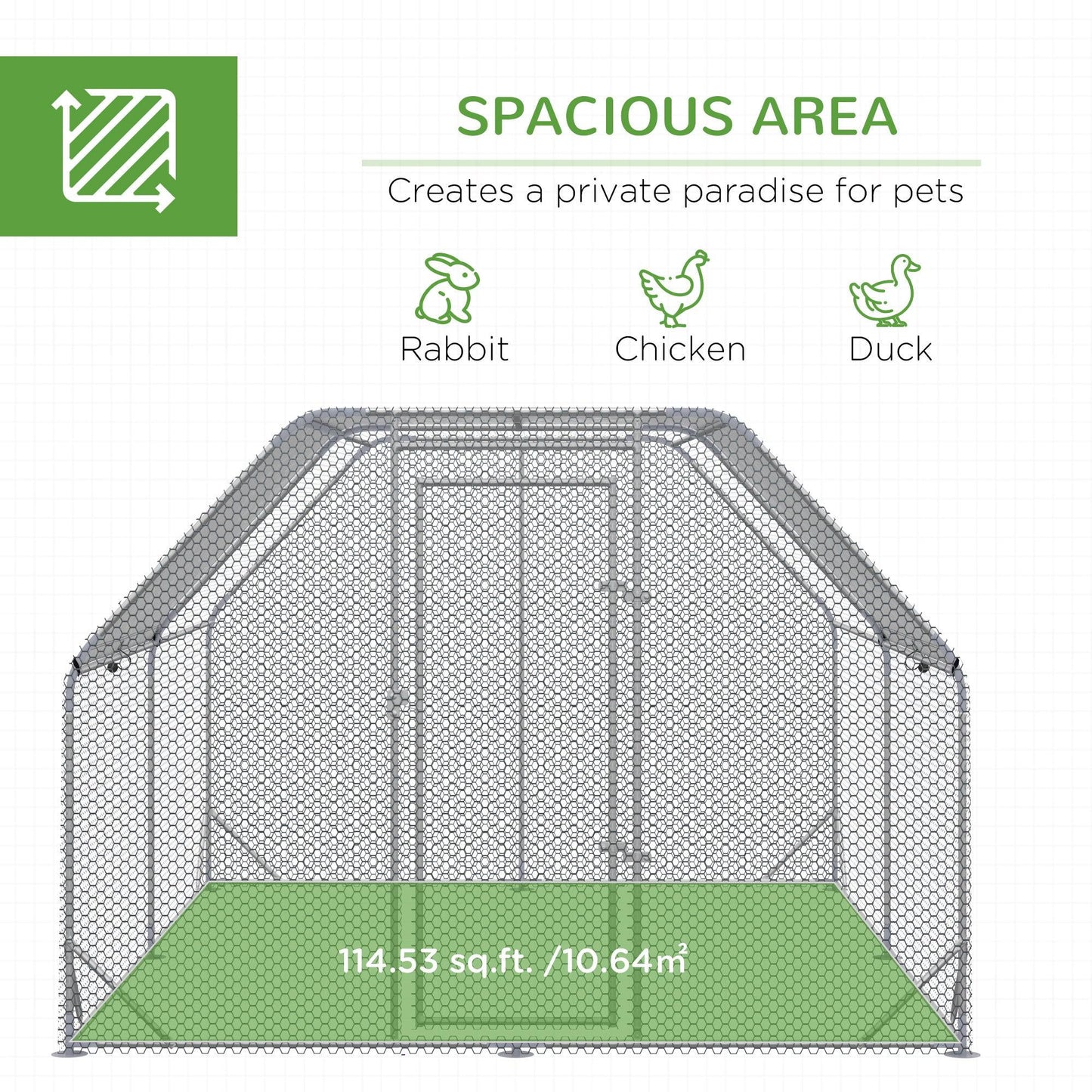 PawHut Chicken Run Cage for 10-12 Chickens, Outdoor Coop and Hen House - ALL4U RETAILER LTD