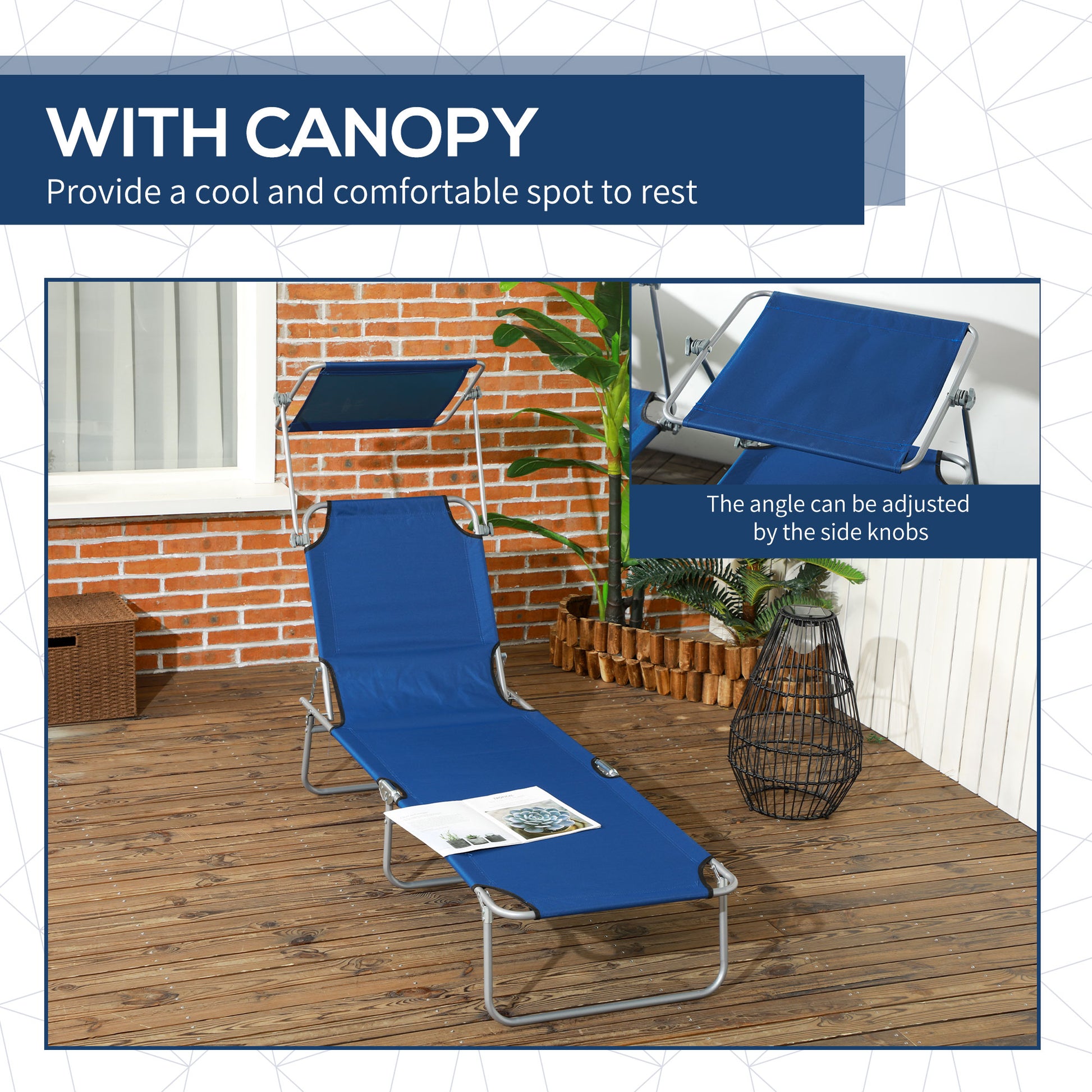 Outsunny Adjustable Foldable Sun Lounger Duo with Canopy for Outdoor Relaxation - ALL4U RETAILER LTD