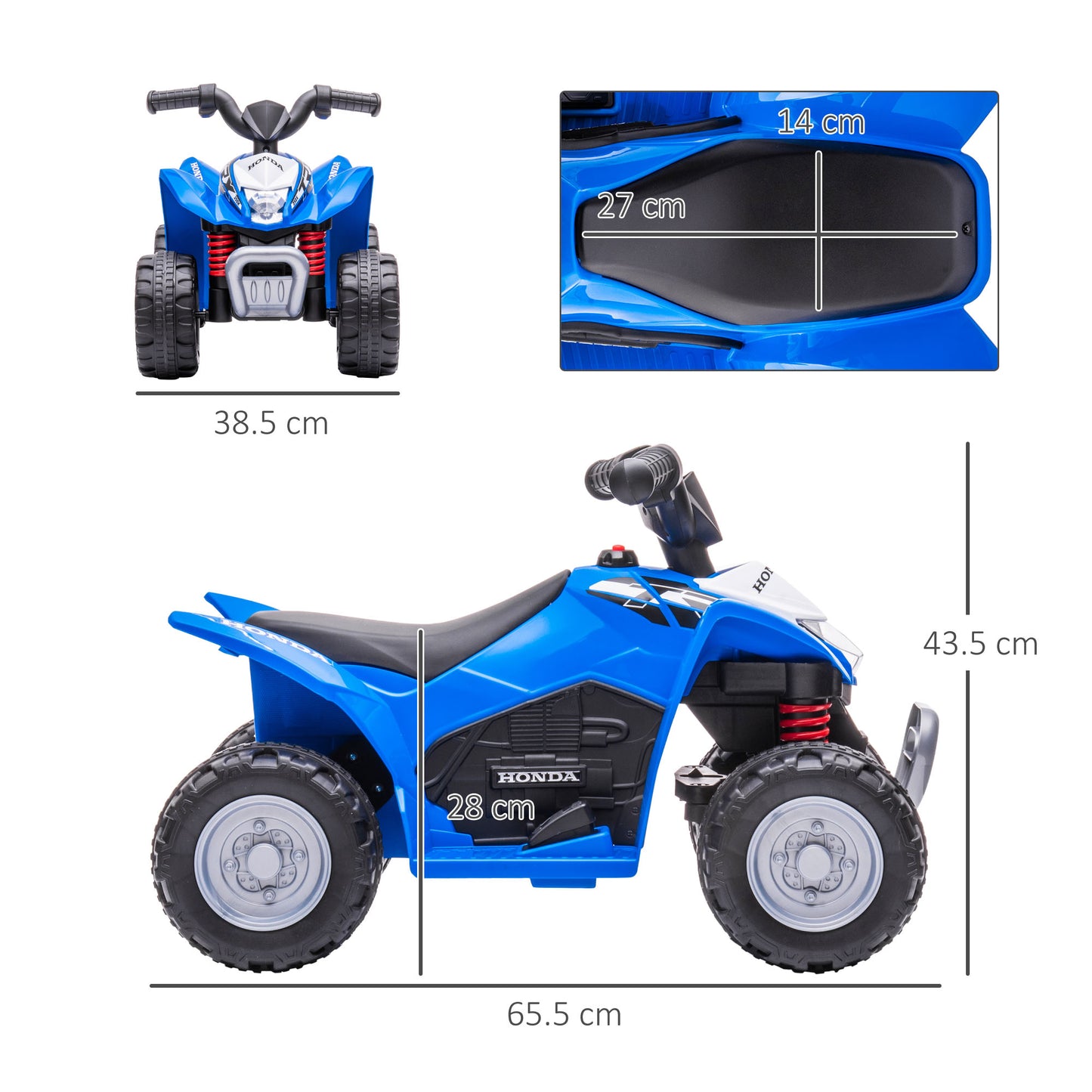 AIYAPLAY Honda Licensed Kids 6V Electric Quad Bike – Blue ATV Ride-On for Ages 1.5 to 3 - ALL4U RETAILER LTD