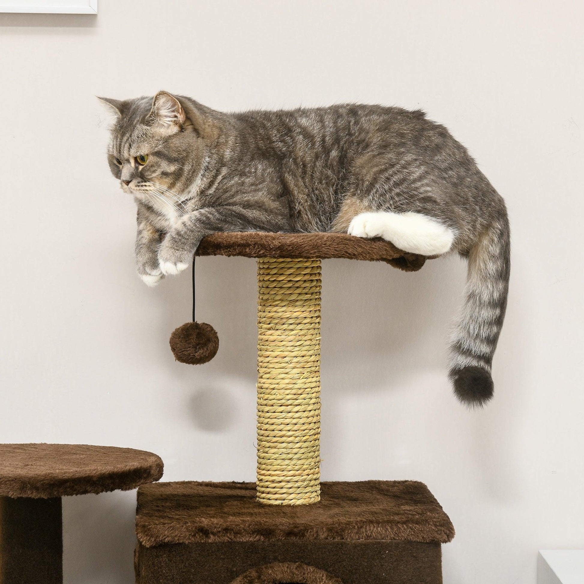 PawHut Cat Tree for Indoor Cats, Modern Cat Tower with Scratching Posts, House - ALL4U RETAILER LTD