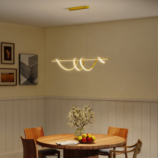 HOMCOM Pendant Light With Three Colour Temperatures Gold Tone Modern Ceiling Fixture Dimmable Ambient And Task Lighting