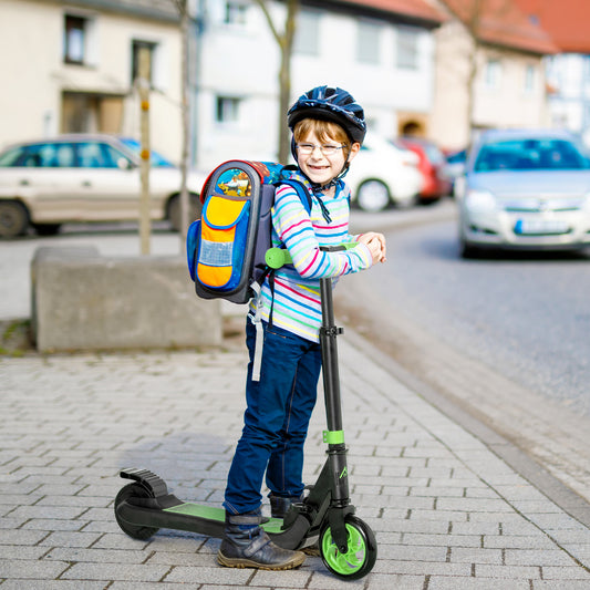 HOMCOM Compact Folding Electric Scooter for Kids and Adults, 120W Motor, 8km/h Speed, Safe Rear Wheel Brake, Green | Aosom UK - ALL4U RETAILER LTD