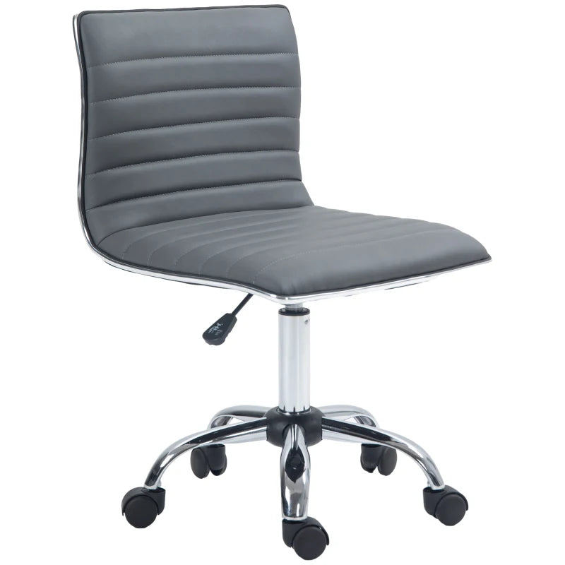 HOMCOM Adjustable Swivel Office Chair - Armless Mid-Back in PU Leather, Chrome Base - Dark Grey - ALL4U RETAILER LTD