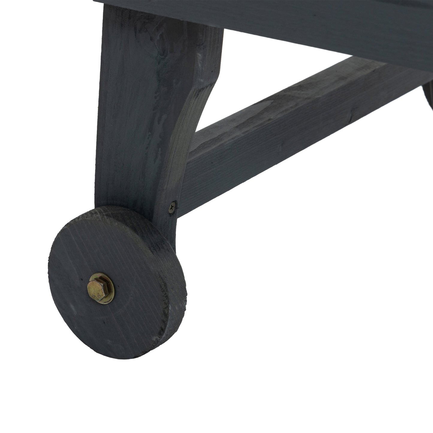 Outsunny Wooden Garden Sun Lounger With Built In Table Rolling Wheels Reclining Backrest And Side Tray Grey