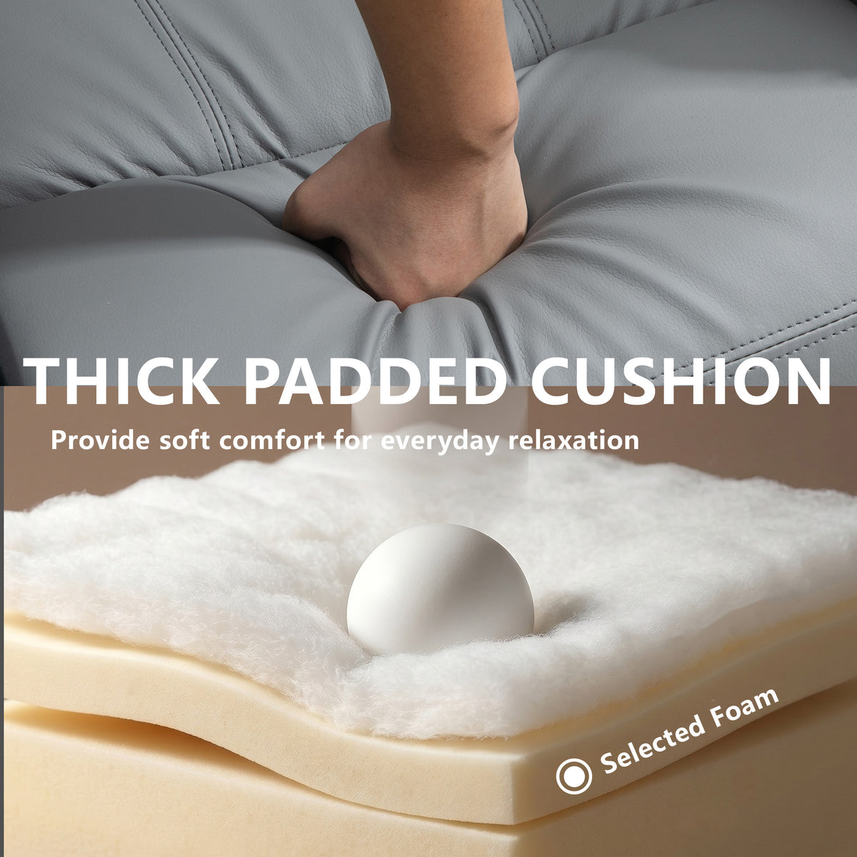 Thick padded recliner cushion topper with selected foam for soft everyday comfort