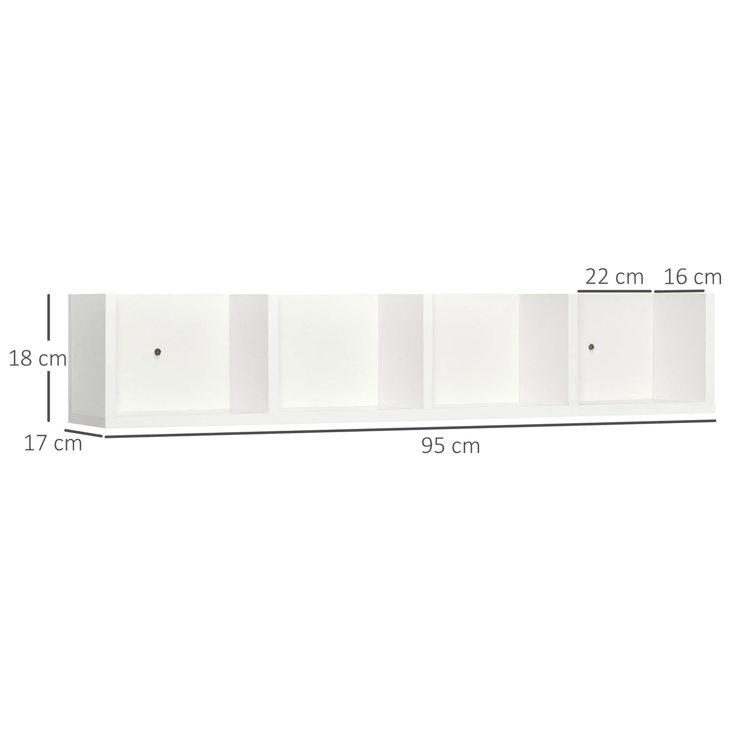HOMCOM Wall Mount CD DVD Storage Rack 4 Cubes White Set Of 2 Wooden Shelf Organiser Unit