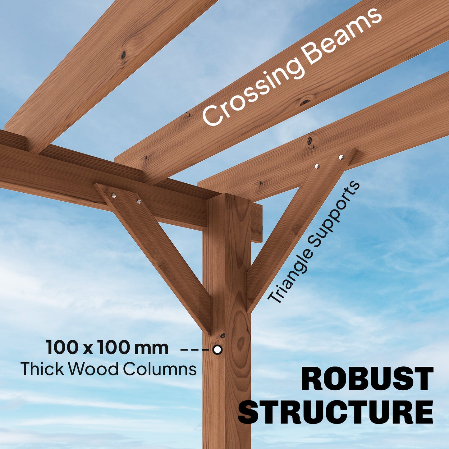 Outsunny 3.6 x 3 m Wooden Pergola Kit Garden Gazebo Grape Trellis With Triangle Supports Maple Wood Effect